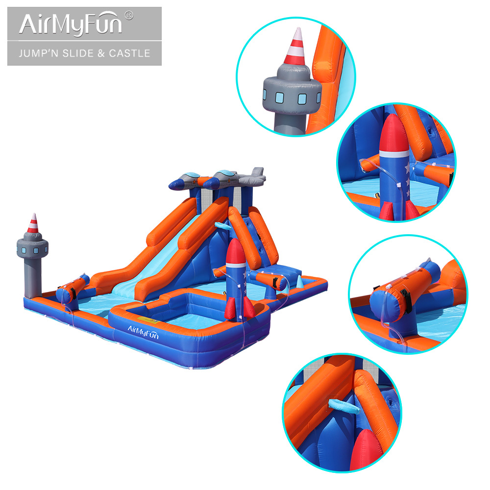 AMF | Castillo de chorro de agua para niños cama de salto inflable al aire libre pequeño parque de chorro de agua para el hogar para niños castillo inflable antideslizante