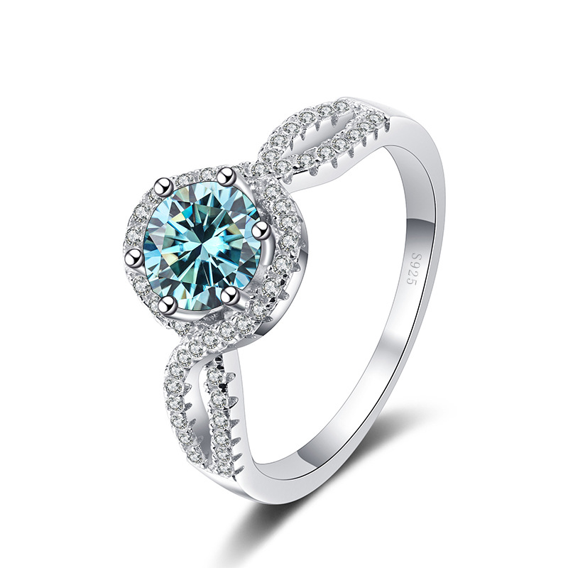 Anillo de diamante de 1 quilate de mosaico de mosaico de fábrica de joyería de piedra de mosaico de color