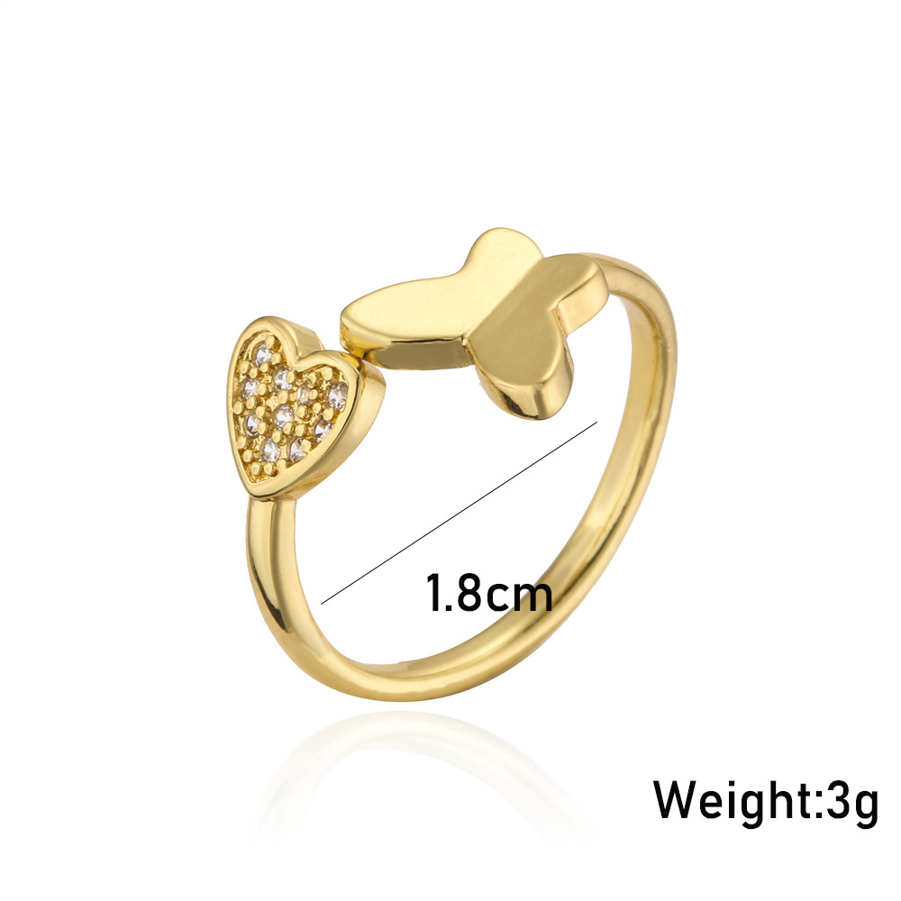 New Simple Golden Personality Open Ring Copper Micro-inlaid Zircon Jewelry display picture 1