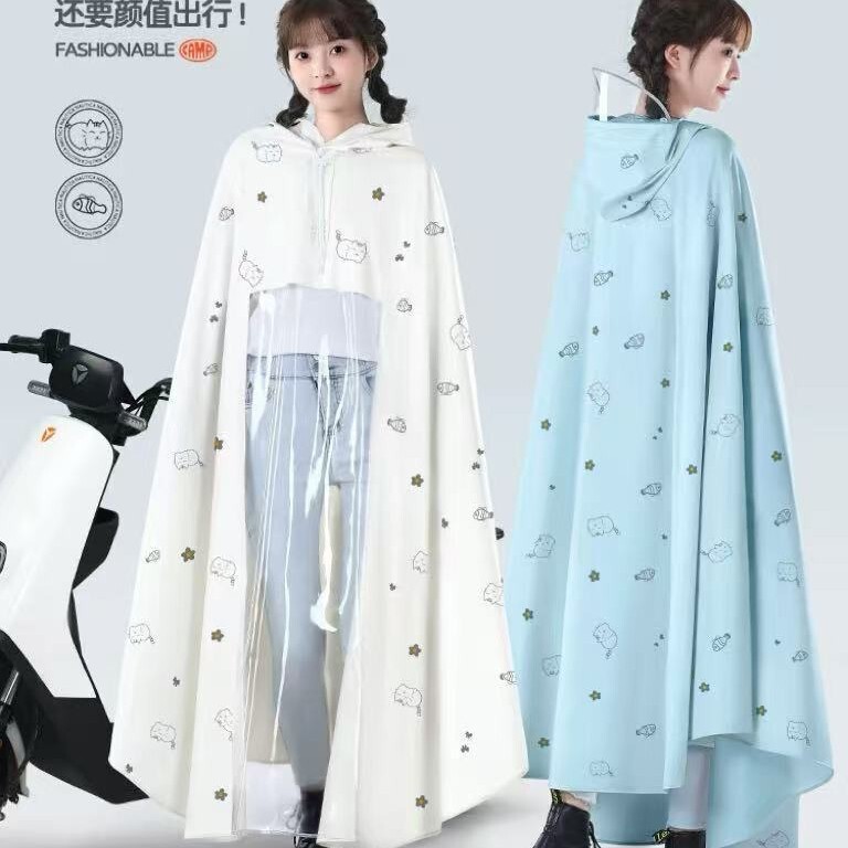 Raincoat for Electric Scooter Women, Extended and Thickened Full-Body Rain Poncho, Single-Use New Model Raincoat for Electric Scooter Women, Extended and Thickened Full-Body Rain Poncho, Single-Use New Model