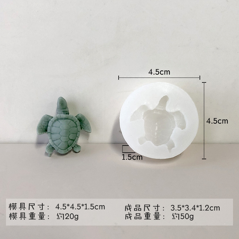 3D tridimensional tortuga de oro mousse pastel de hornear molde tortuga aromaterapia decoración de yeso jabón hecho a mano molde de silicona