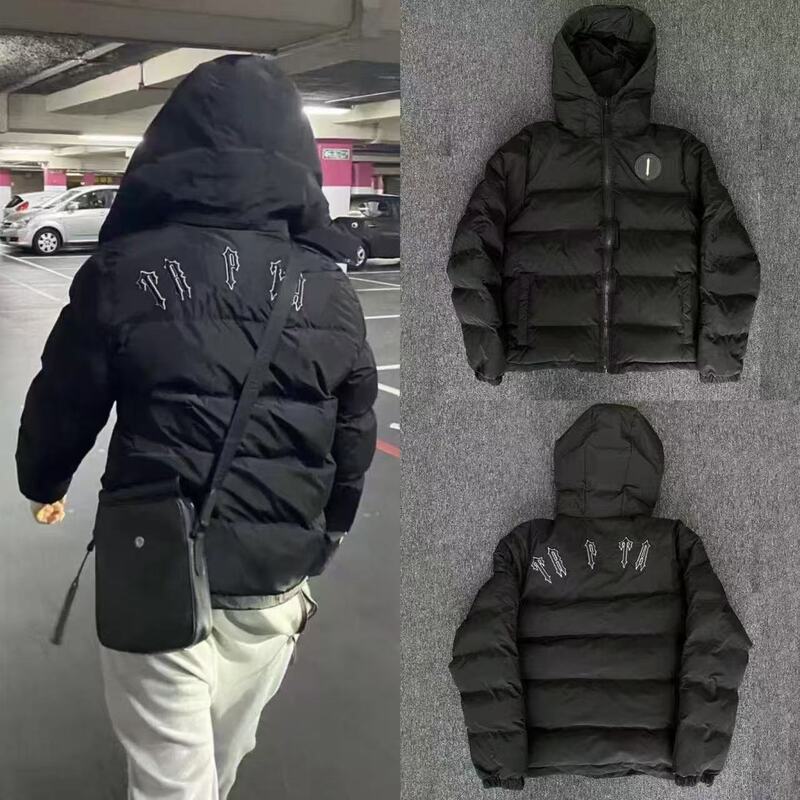 Foreign Trade Trapstar American Winter Cotton Jacket Men's Hooded Warm Trendy Brand Thickened Winter Black Coat Popular Style Foreign Trade Trapstar American Winter Cotton Jacket Men's Hooded Warm Trendy Brand Thickened Winter Black Coat Popular Style