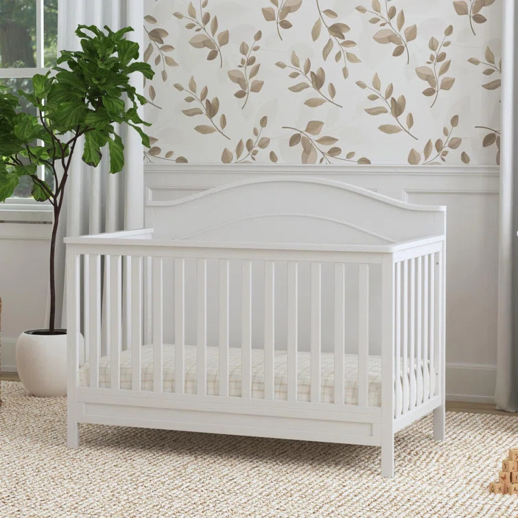 4 in 1 Crib Adjustable Newborn Baby White Fit Standard Size Mattress Bedroom Living Room
