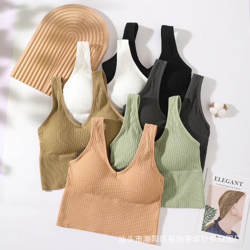 Quality Version Autumn and Winter Four Wind 881 Beautiful Back Wrap Chest Seamless Thread V-Neck Tube Top Yoga Sports Girl Vest Quality Version Autumn and Winter Four Wind 881 Beautiful Back Wrap Chest Seamless Thread V-Neck Tube Top Yoga Sports Girl Vest