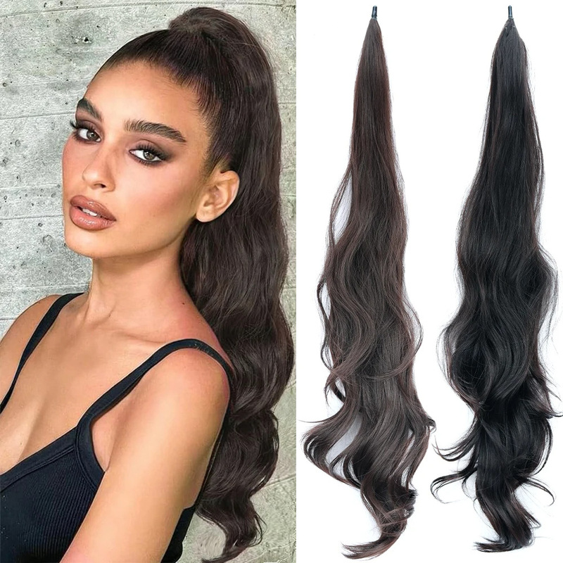 Elastic Wrap-Around Ponytail Hair Extension Long Curly Hair Chemical Fiber Wig Magic Wand Ponytail for Women Elastic Wrap-Around Ponytail Hair Extension Long Curly Hair Chemical Fiber Wig Magic Wand Ponytail for Women