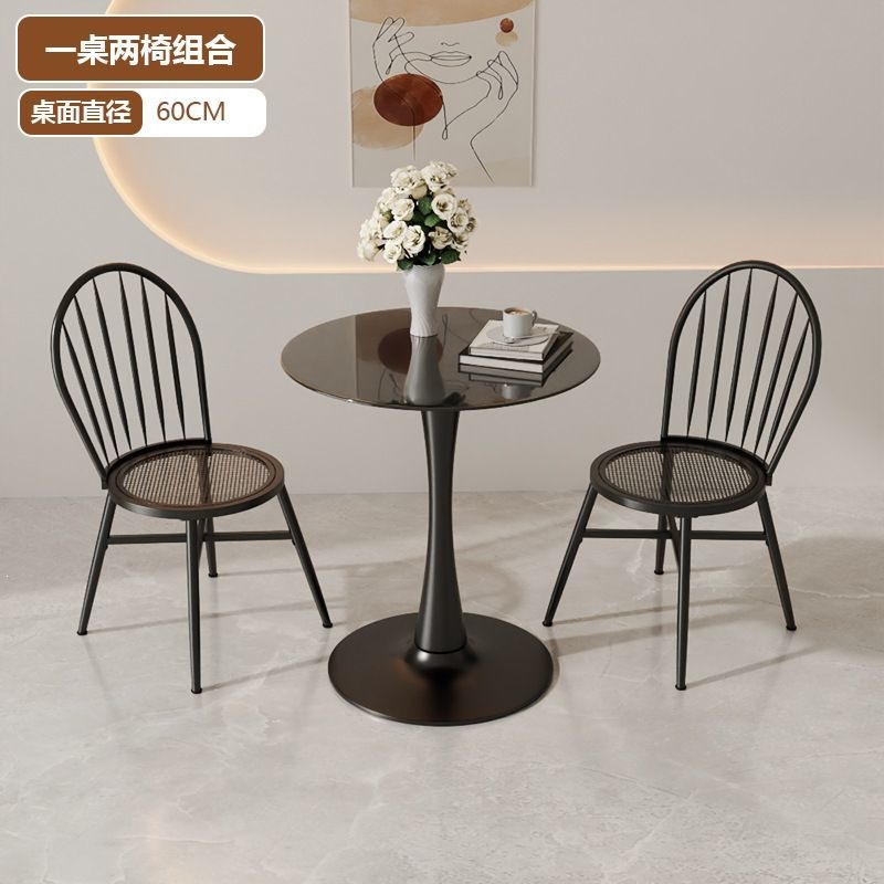 One table and two chairs - black table with black frame
