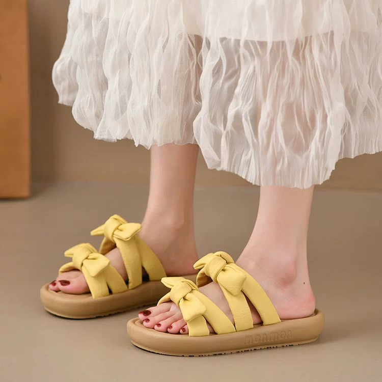 Summer slide platform, suitable with a skirt, slippers with bow