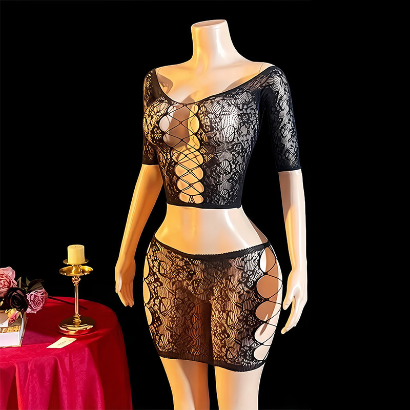 Lencería Body Sexy de Malla de Nylon Transparente para Citas de Pareja image 3