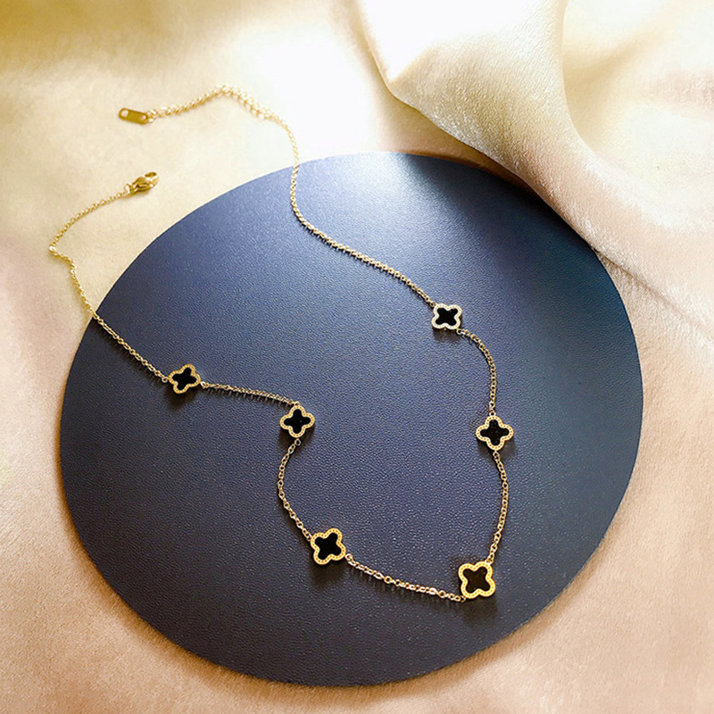 Klaverblad ketting met bloemhanger voor dames_voghion.com