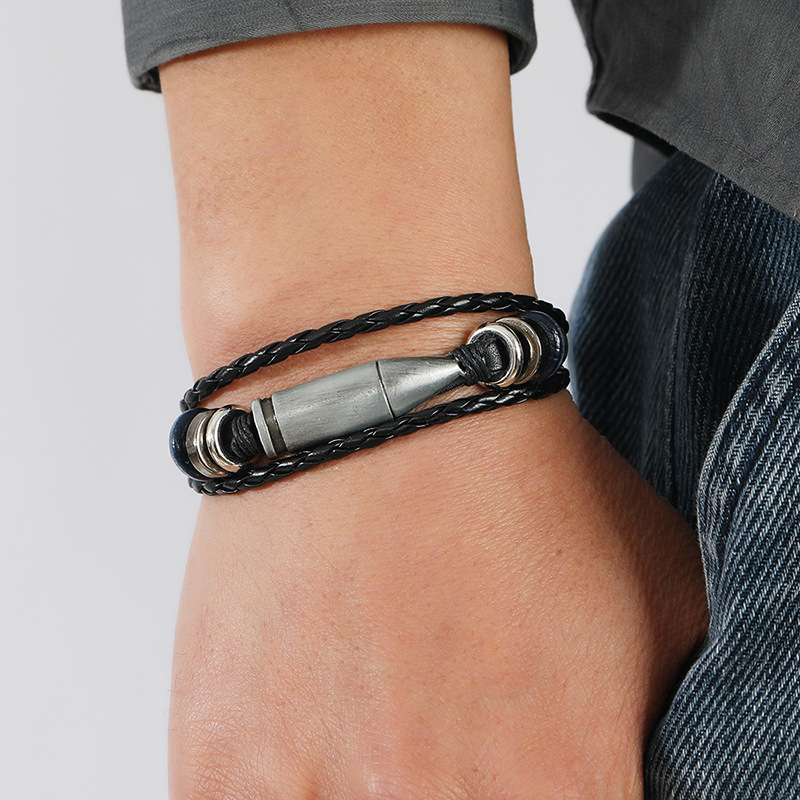 1 Piece Retro Geometric Pu Leather Alloy Iron Unisex Bracelets