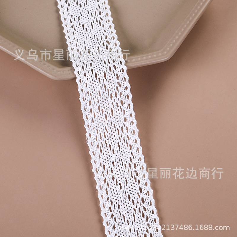 厂家直销 4cm双边棉线花边 蝴蝶结扎带辅料