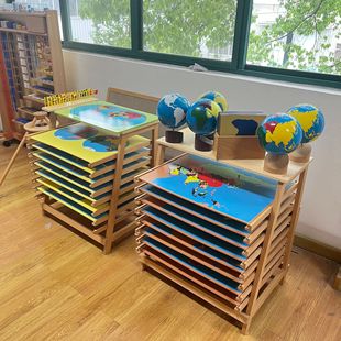 Montessori Teaching Aids Scientific Geography Education Map Panel Globe Map Frame Sand Map Set Kindergarten