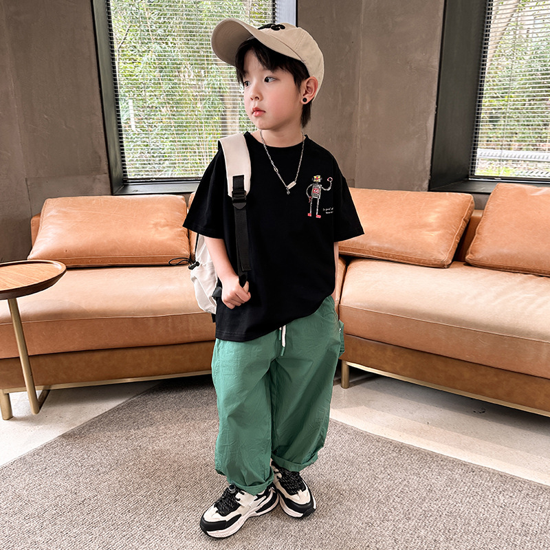 Boy's Summer Cartoon Printed Short-sleeved Two-piece Set For Kids_voghion.com
