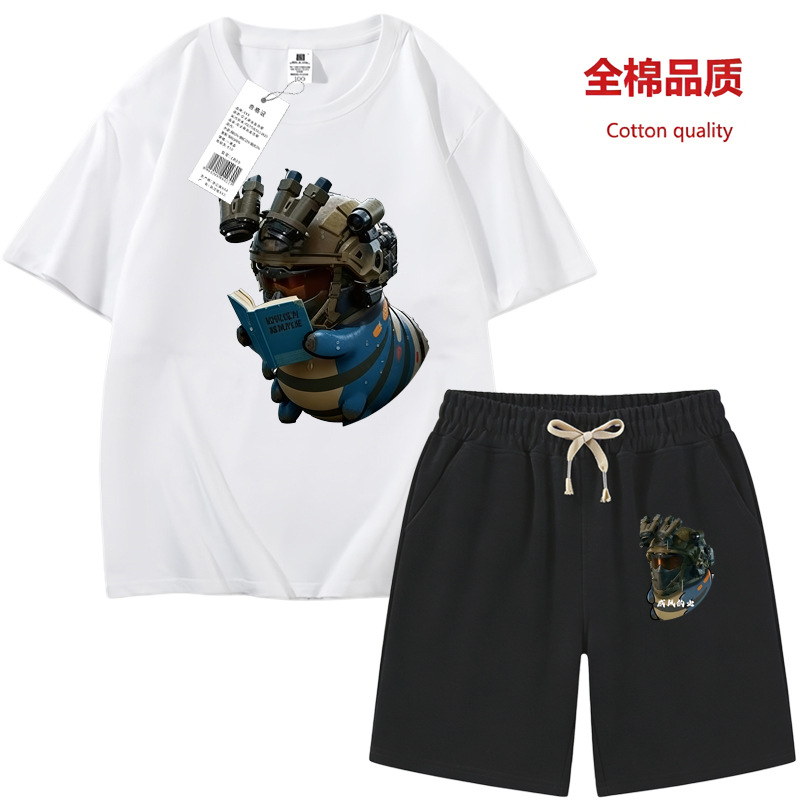 三角洲行动威虫威龙毛毛虫儿童纯棉套装夏季短袖男童透气两件套
