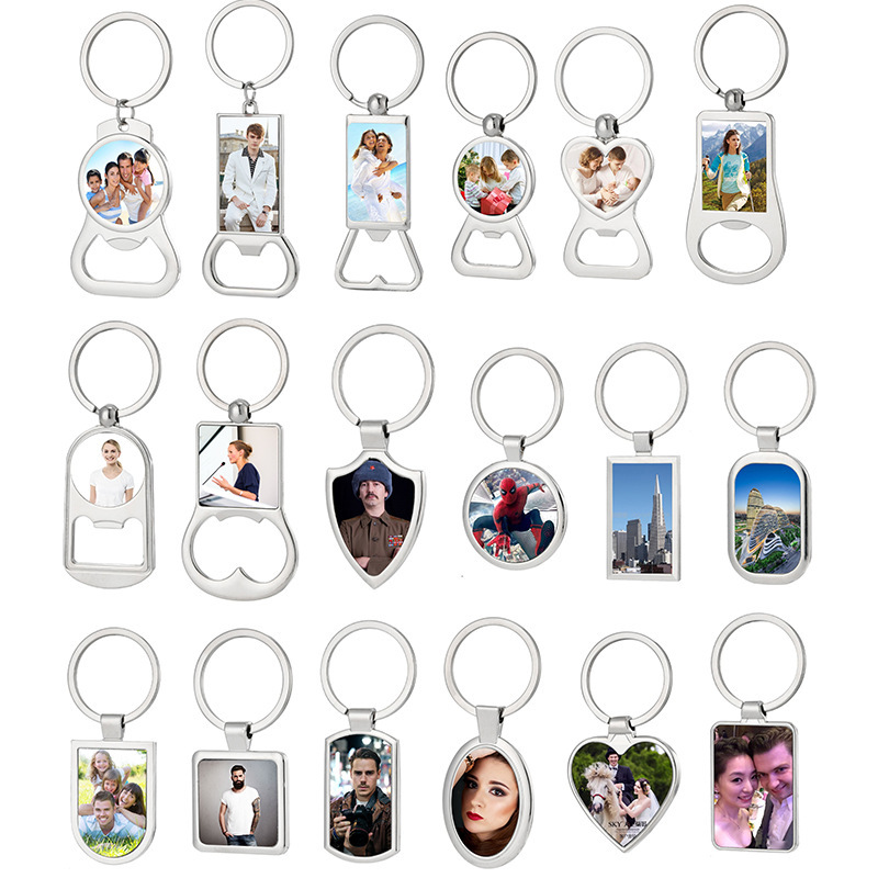Cross-Border Car Key Metal Bottle Opener Blank Heat Transfer Keychain Sublimation Pendant DIY Pattern Logo