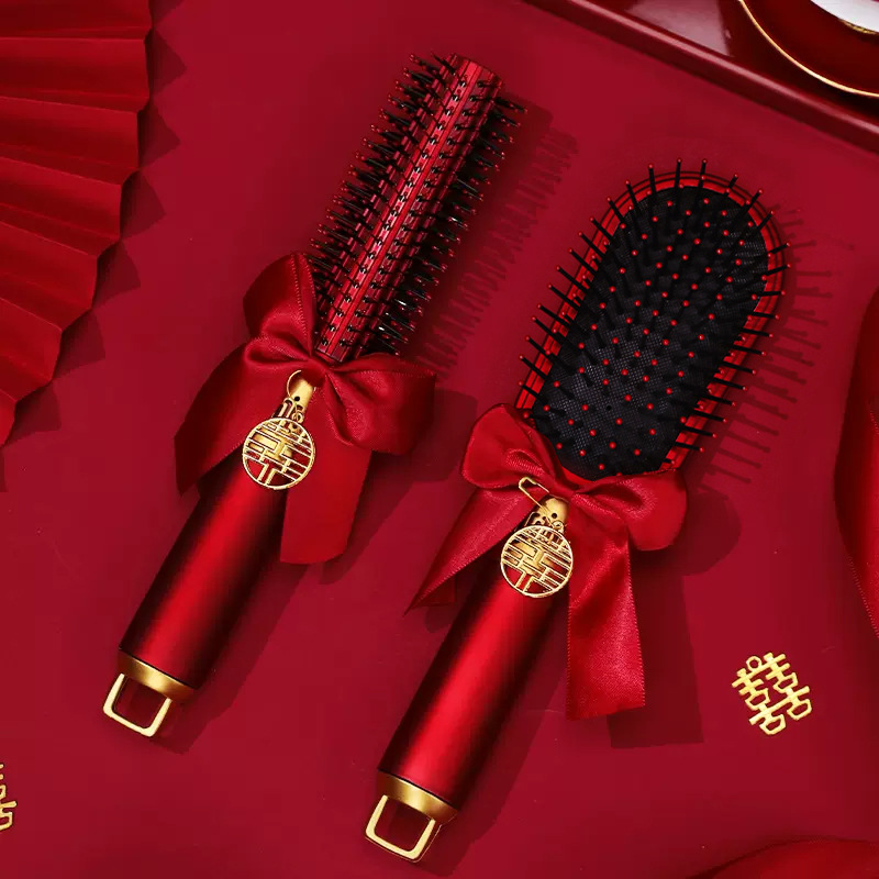 Suministros de la boda espejo rojo novia dote boda Mesa portátil encaje boda maquillaje espejo para pareja dote