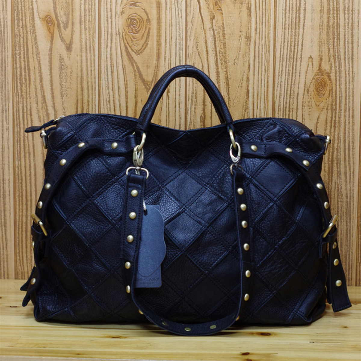 Square Shape Women's Medium Leather Color Block Argyle Vintage Style Square Zipper Handbag