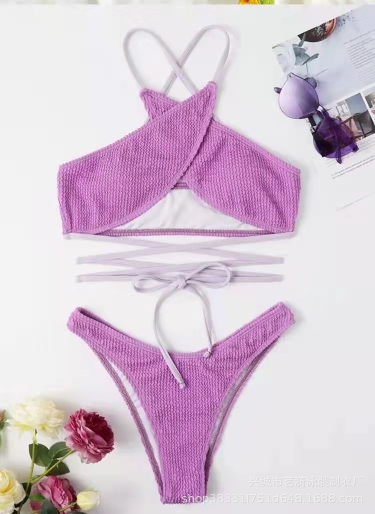 Mingyi europeo y americano nuevo multi-color ola tela sexy bikini cruz dividida traje de baño moda mujer traje de baño