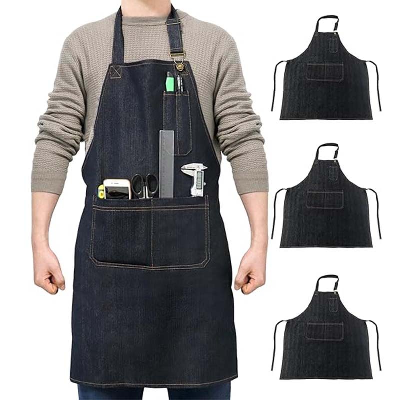 Transfronterizo Amazon delantal vaquero barista barbería ropa de trabajo delantal hombre y mujer cocina doméstica al por mayor personalizada