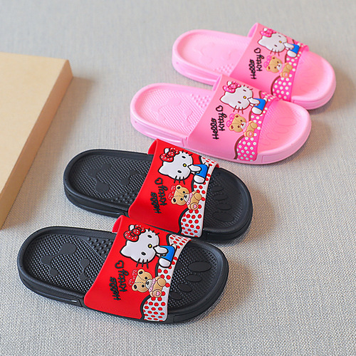 Three Lio Girls Spring and Summer New Kids Red Non-slip Home Indoor Household Cartoon Beach Swimming Pool Slippers