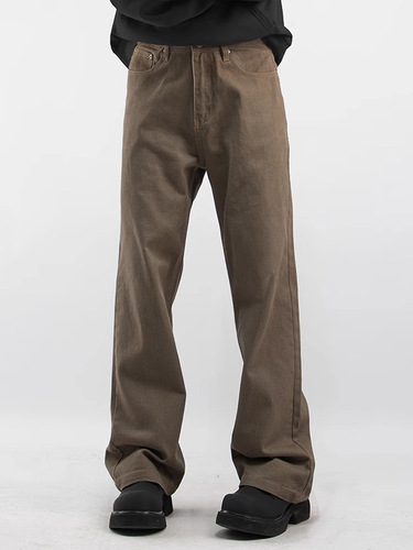 Spring and Autumn American-style Vintage Washed Denim Jeans for Men: Cleanfit Loose-Fit, Straight-Leg, Versatile Workwear Casual Logging Pants