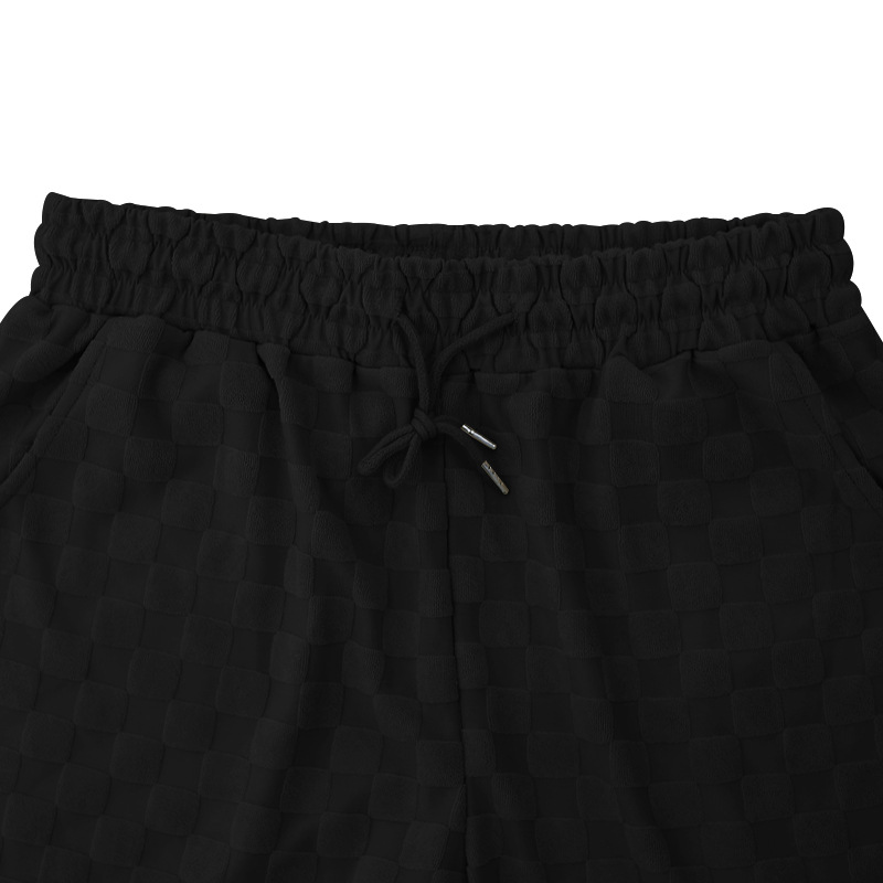 Ensemble 2 pièces pour homme avec t-shirt et short oversize à imprimé damier – Tenue décontractée pour l'été et l'automne (noir, gris, kaki, blanc) – S-XXXL_voghion.com