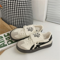 韓版百搭飛機頭英倫帆布鞋女學生運動休閒板鞋港風潮鞋小白鞋代發