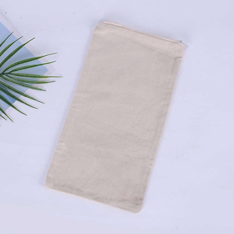 学生空白简约帆布笔袋 文具收纳拉链袋 化妆品首饰收纳袋印刷LOGO