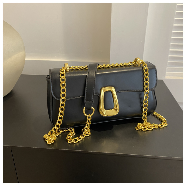 Bolso de cadena de color sólido, minimalista y de alta calidad para bolso de mujer Primavera 2024 Nuevo bolso cruzado diagonal de un solo hombro de estilo informal y moderno_voghion.com