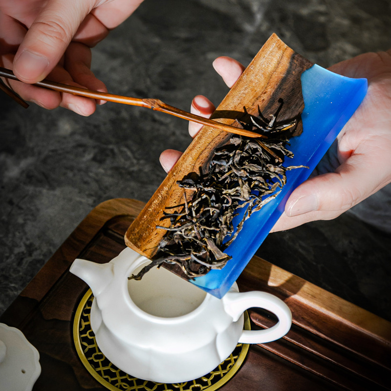 Ébano cucharadita alas de pollo cuchara de té de madera palisandro pala de té cuchara de té kung fu juego de té seis accesorios de caballero
