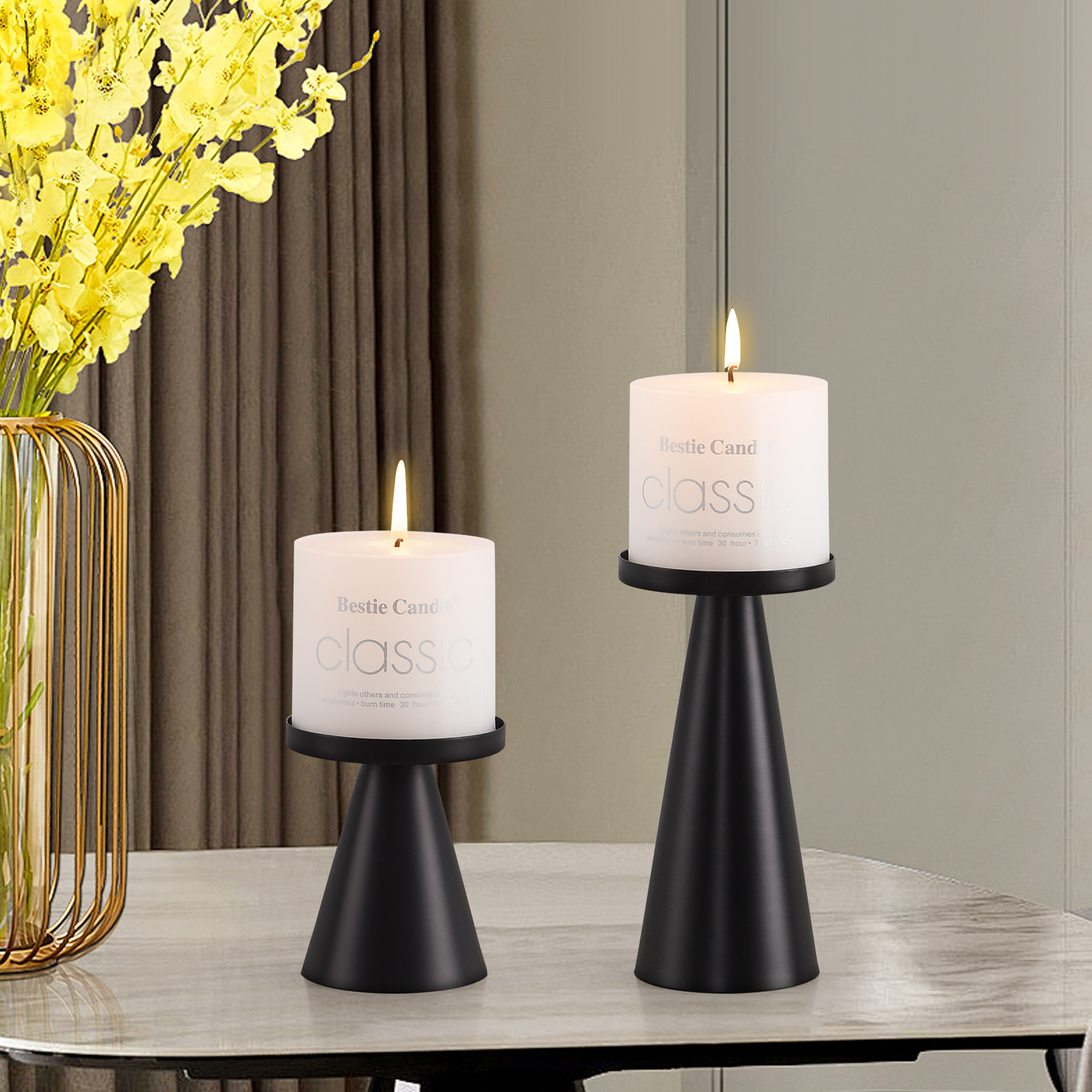 Mesa de comedor Taza de vela de hierro forjado Decoración ligera del día de San Valentín Luz de velas Cena Accesorios Candelabro interior Candelabro Decoración de sala de estar