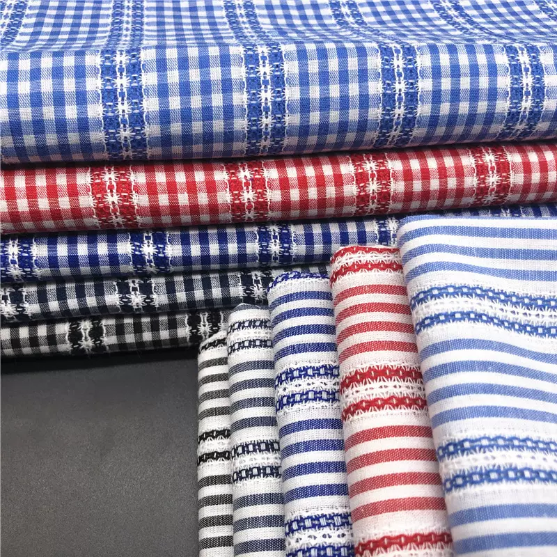 现货供应 全棉色织提花布 衬衫服装面料 色织格子 面料颜色备注