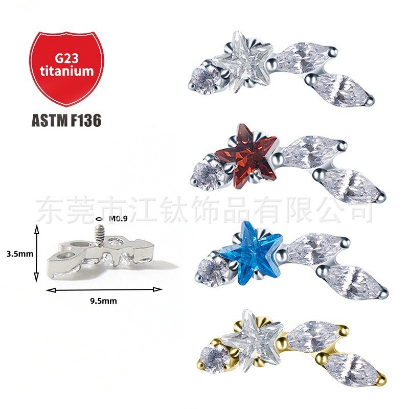 Pointed titanium steel lip stud product view