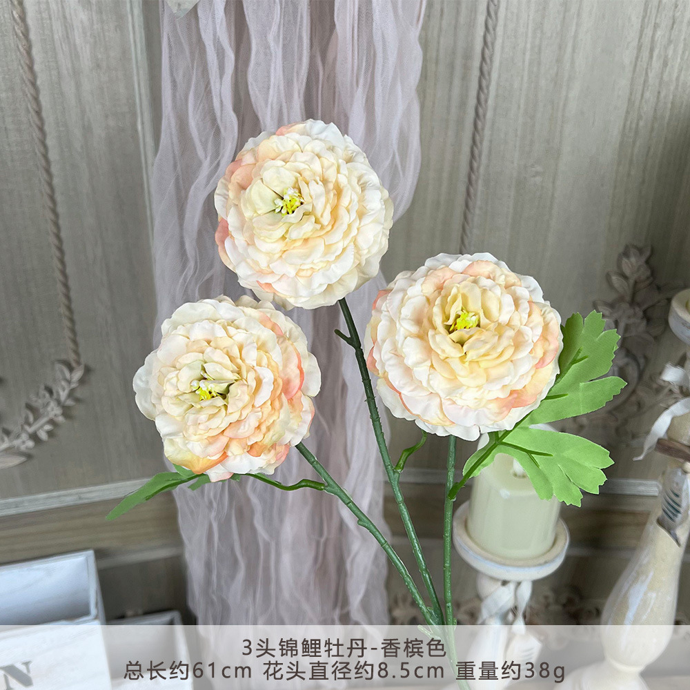 HZ-3头锦鲤牡丹-香槟色