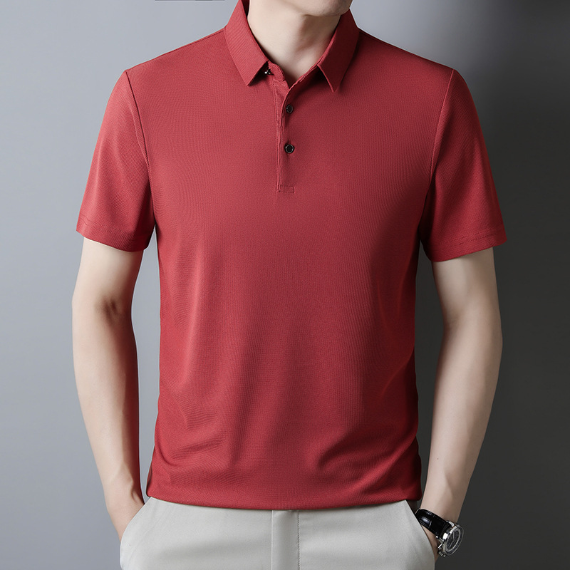 2023 Verano nuevo TikTok Polo de los hombres casual Jacquard solapa Camiseta de manga corta sin costuras