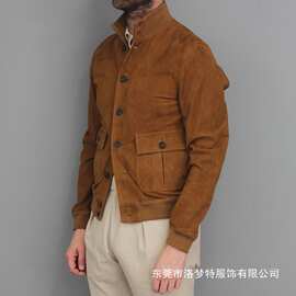 2025欧美亚马逊秋冬男装修身纯色时尚夹克外套男潮跨境