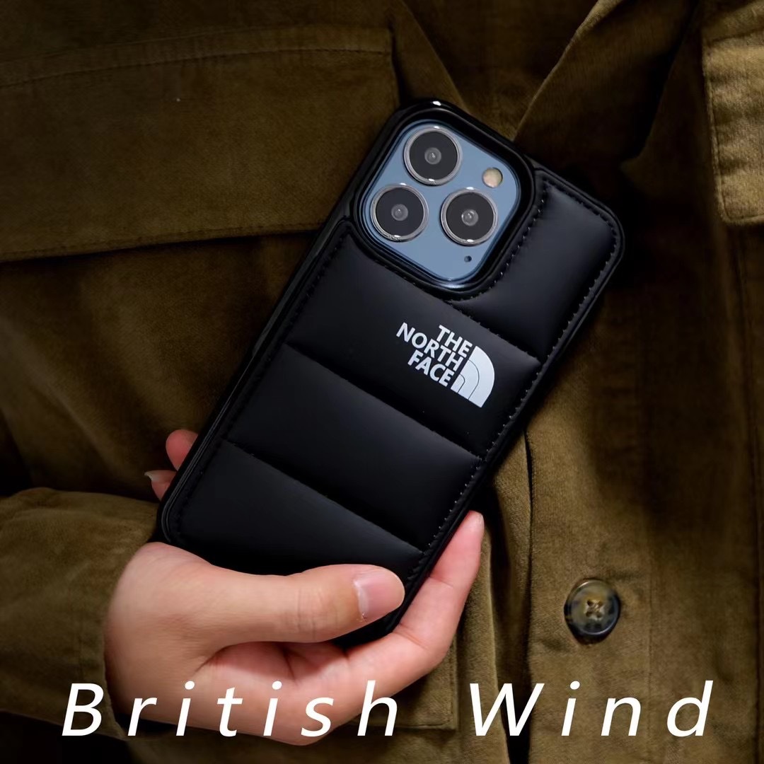 Chaqueta de plumón en el lado norte para iPhone16promax funda de teléfono de algodón relleno 14promax chaqueta de plumón rellena de algodón 13