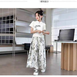 新中式儿童短袖2025新款两件套洋气半身裙女童套装中大重国风