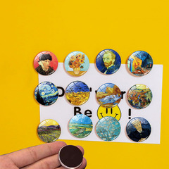 亞馬遜熱賣梵高星月夜油畫水晶玻璃冰箱貼磁性貼片創意家居裝飾貼