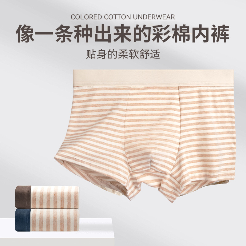 Otoño y invierno nuevo algodón de color de piel sin impresión y teñido rayas de color sólido pantalones de hombre algodón de cintura media pantalones de ropa interior transpirables adolescentes