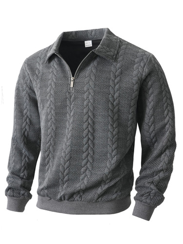 Spring and autumn new European and American half-open zipper lapel pullover sweater men's casual fashionable jacquard top
