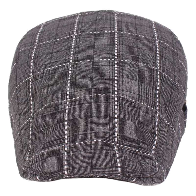 Casquillo enarbolado boina de los hombres Plaid retro sombrero artístico juvenil sombrero delantero sombrero de viaje de mediana edad
