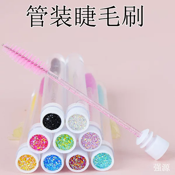 Cross-Border Crystal Rod Eyelash Comb with Diamond-Encrusted Transparent Tube, Individual Eyelash Brush, Eyebrow Brush, Convenient Eyelash Curling Brush