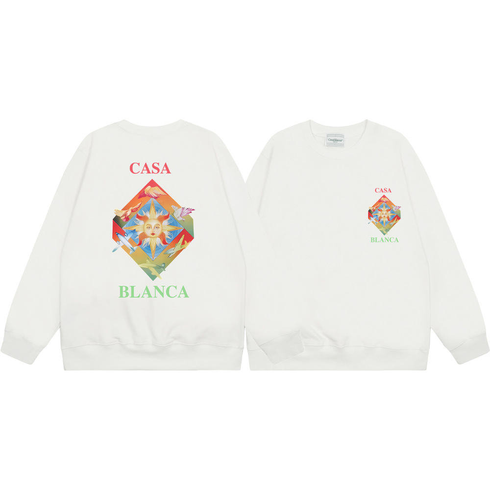 Marca de moda transfronteriza Casablanca letras de Casablanca impresión de color 380g lazo camiseta de cuello redondo