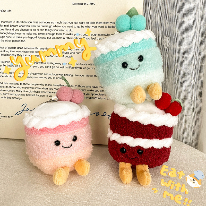 楽しいシミュレーションチェリーグラデーションケーキぬいぐるみペンダントかわいい誕生日プレゼントフルーツ人形人形バッグアクセサリー|undefined