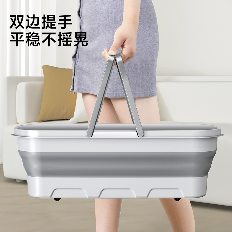 Mayflower Flat Mop 42cm for Home Use, One-Step Cleaning, No Hand Washing Required, Dual-Use for Dry and Wet, with Foldable Bucket, 2 Mops Included Mayflower Flat Mop 42cm for Home Use, One-Step Cleaning, No Hand Washing Required, Dual-Use for Dry and Wet, with Foldable Bucket, 2 Mops Included