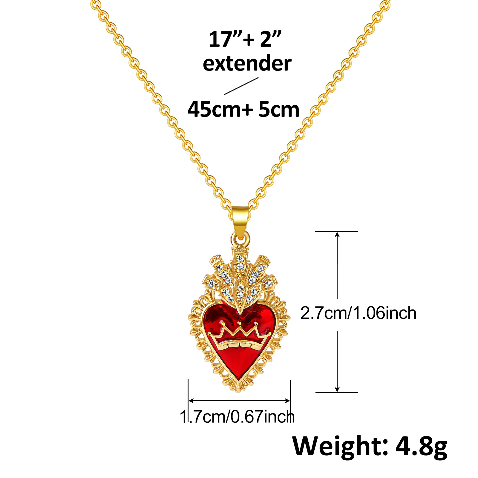 8g Weight Copper Pendant Material Zircon Inlay Material Pendant Necklace Classification Copper Chain Material 1 Piece Quantity Holiday, Daily Occasion Copper Material Heart Shape Pattern Women's Gender Inlay Design Retro Style Copper Retro Inlay Heart Shape Zircon Pendant Necklace 8