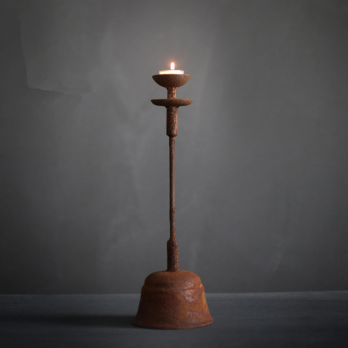 Cast iron old candlestick oil lamp handmade retro antique old Chinese style nostalgic tea ceremony lamp home decoration ornament candle