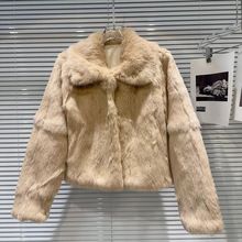 短款上东皮毛老钱一体兔毛冬季皮草全真外套新款秋冬氨纶