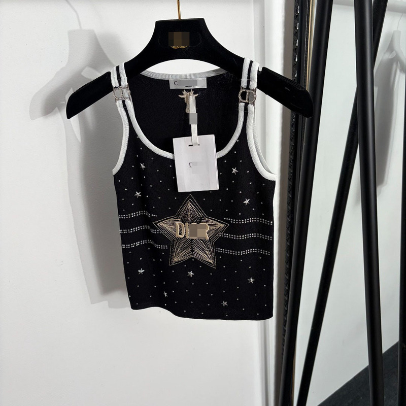 Nanyou high-end foreign trade stylish slim-fit new simple star rhinestone embroidered pentagram pattern knitted vest Nanyou high-end foreign trade stylish slim-fit new simple star rhinestone embroidered pentagram pattern knitted vest